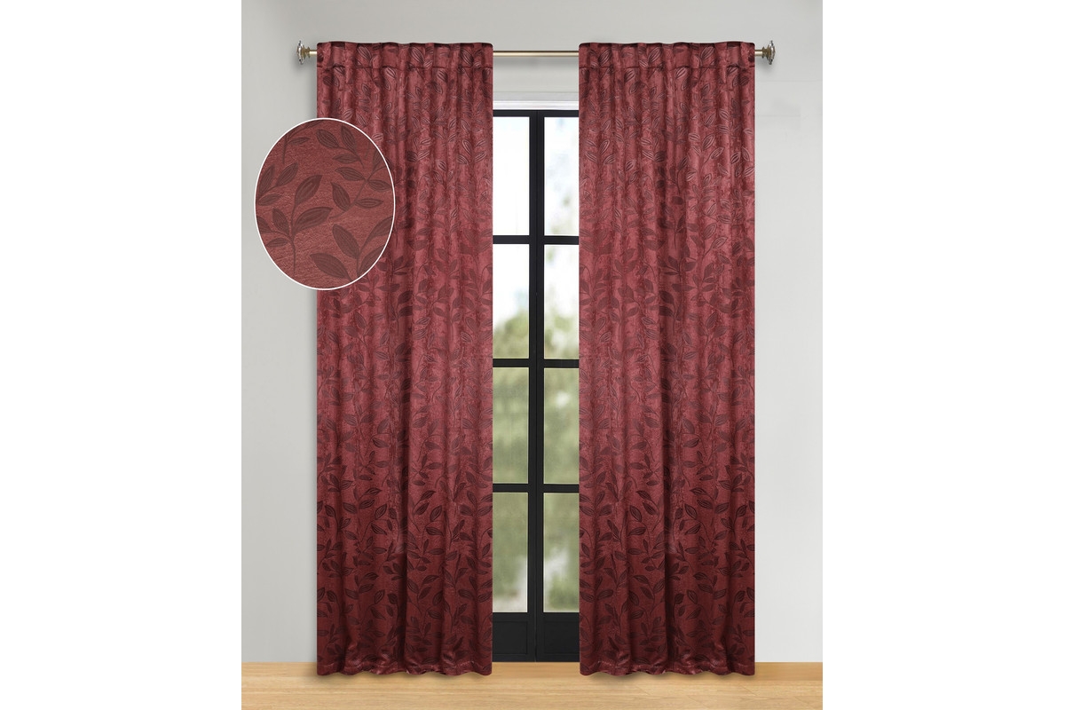 Superior Modern Leaves Room Darkening Grommet Top Curtain Panels