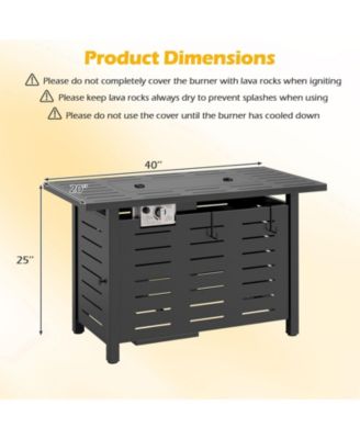 40 Inch Outdoor Propane Fire Pit Rectangle Gas Fire Table with Lava Rocks.