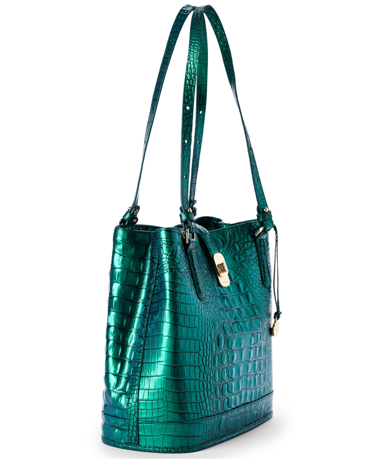 Brahmin Fiora Melbourne Embossed Leather Shoulder Bag In Green