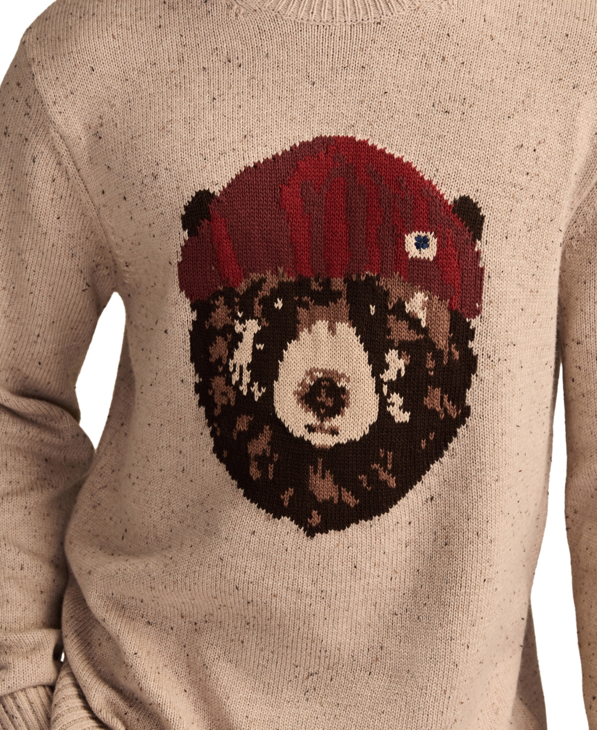 Lucky Brand Intarsia Bear Sweater In Neutral