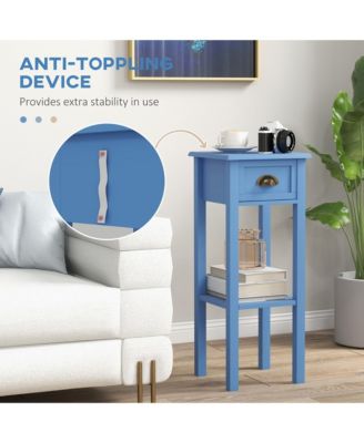 2-Tier Side Table with Drawer Shelf, End Table,