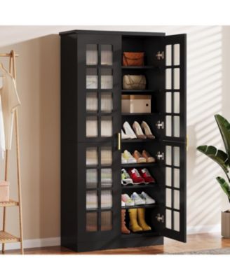 8-Tier Shoe Storage Cabinet with Adjustable Shelves,71-Inch Tall Shoe Cabinet with Doors