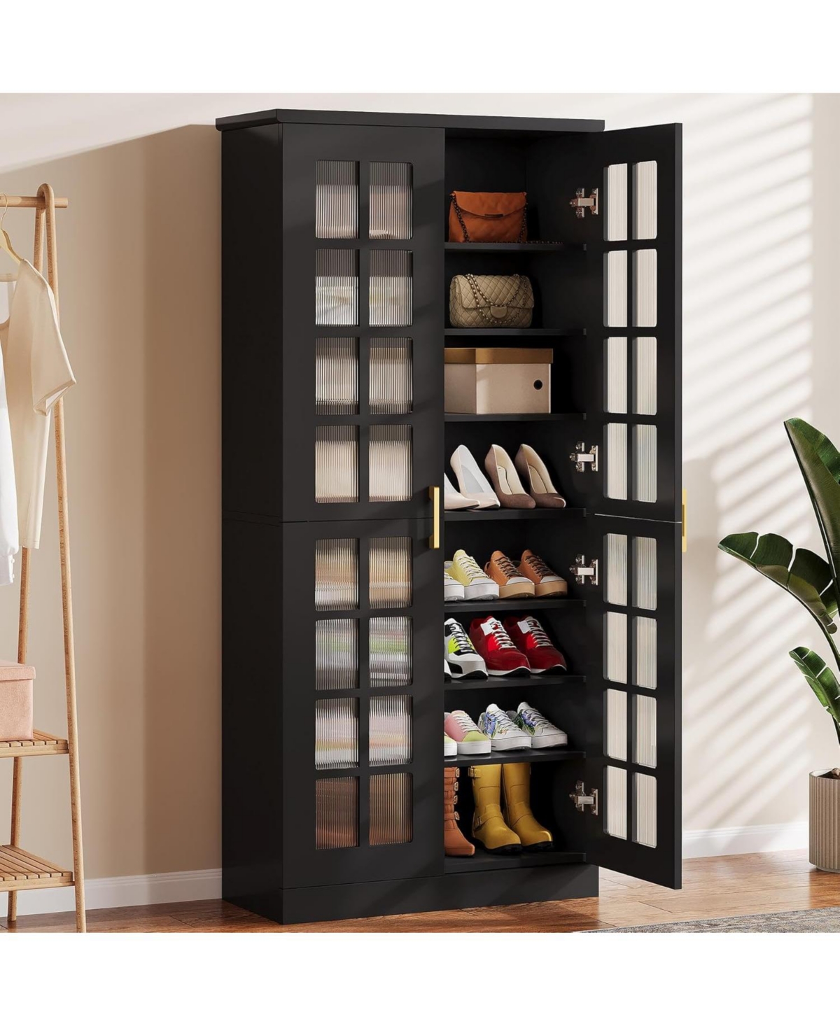 Tribesigns 8-Tier Shoe Storage Cabinet with Adjustable Shelves,71-Inch Tall Shoe Cabinet with Doors