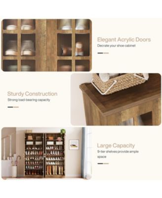 8-Tier Shoe Storage Cabinet with Adjustable Shelves,71-Inch Tall Shoe Cabinet with Doors