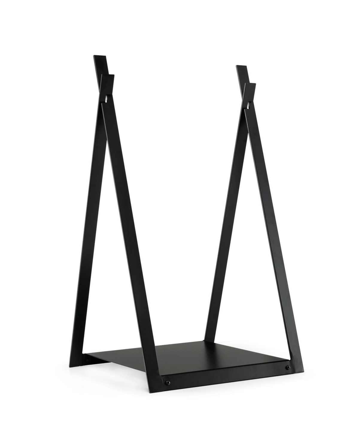 Sugift Triangle Firewood Rack with Raised Base for Fireplace Fire Pit-Black