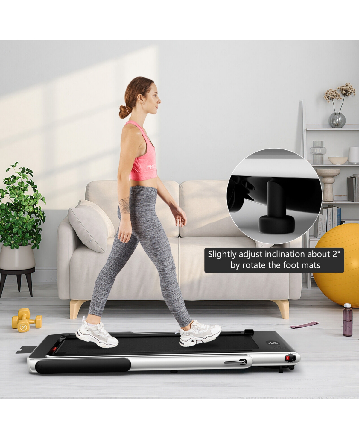 2.25HP 2 1 Folding Treadmill with App Speaker Remote Control