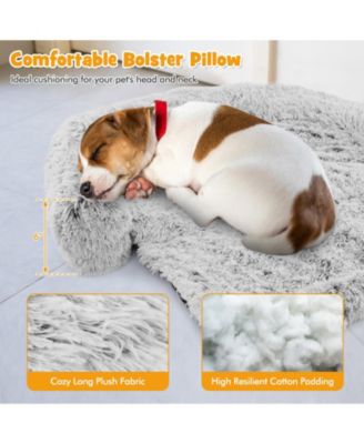 White Plush Calming with Anti-Slip Bottom Dog Couch Bed