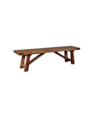 Kalispell Solid Sheesham Wood Dining Bench, Brown