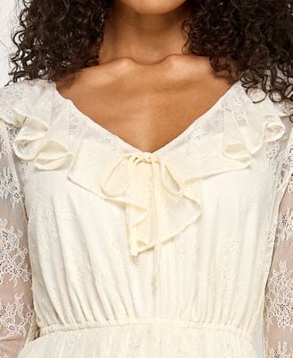 Juniors' Lace Tiered-Hem Dress