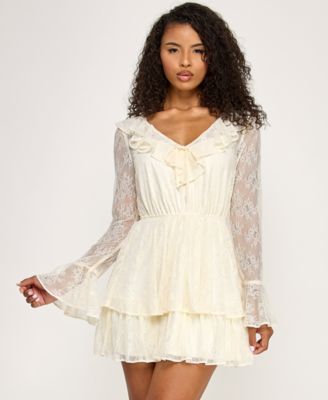 Juniors' Lace Tiered-Hem Dress