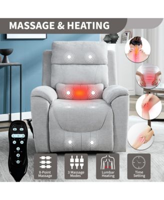 Chenille Dual Motor Infinite Position Up to 350 LBS Power Lift Recliner Chair with 8-Point Vibration Massage and Lumbar Heating,Blue