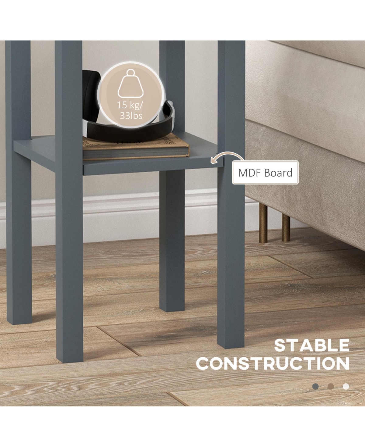 Homcom 2-Tier Side Table with Drawer Shelf for Living Room, Light
