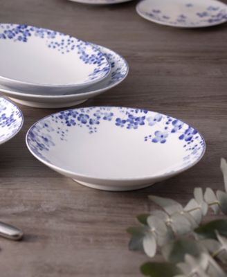 Bloomington Road Blue Set of 4 Rim Dinner Bowls, 9-1/4", 26 oz.