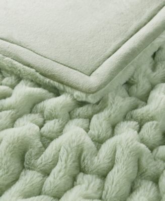 Ruched Reversible Faux-Fur Throw, 50" x 60"