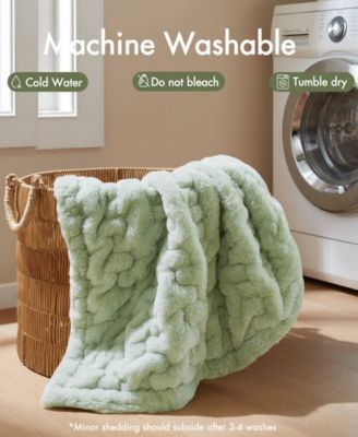 Ruched Reversible Faux-Fur Throw, 50" x 60"