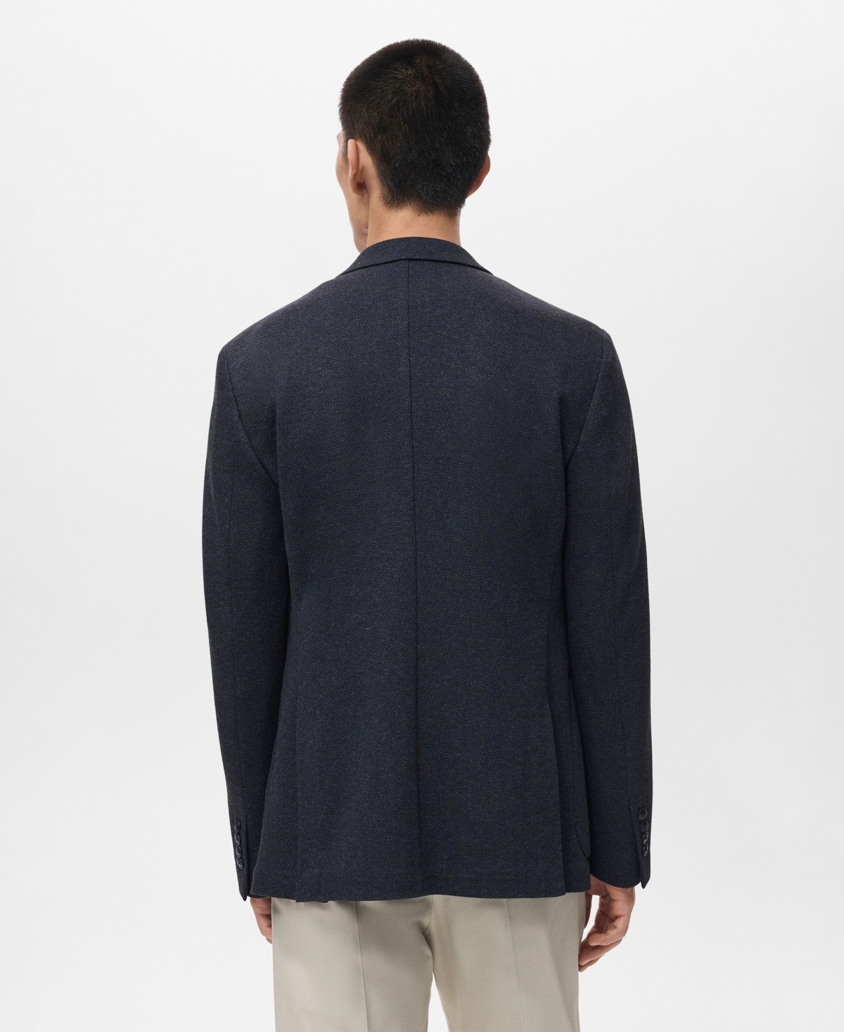 Mango Men's Slim-fit Herringbone Tailored Jacket In Blue