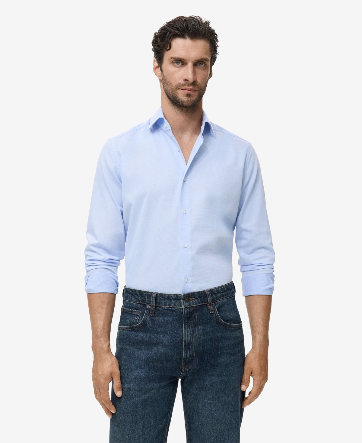 Mango Men's Slim-fit Cotton Shirt In Blue