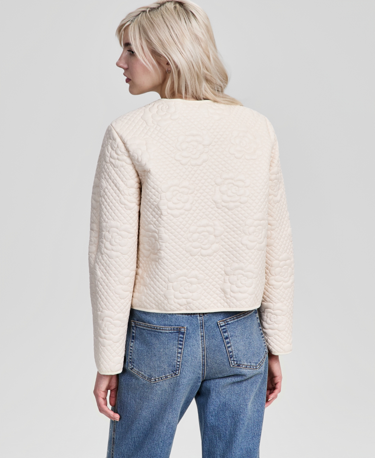 And Now This Petite Quilted Crewneck Rose Jacket, Macy's Exclusive