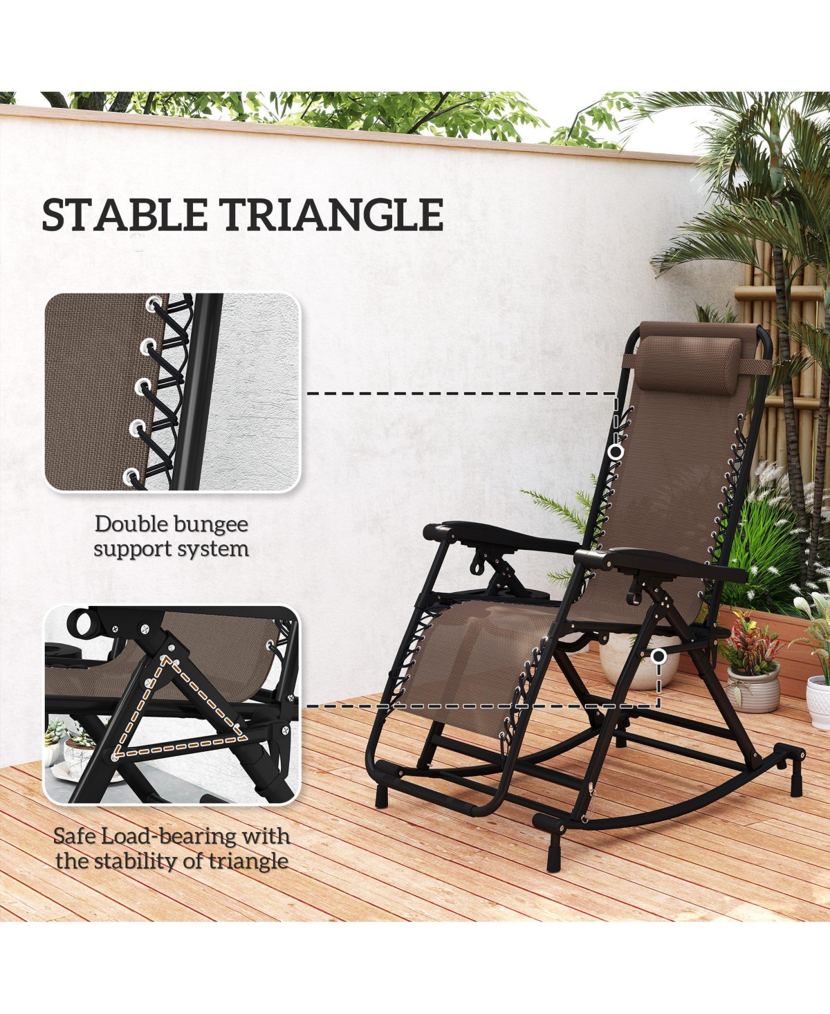 Outsunny Rocking Zero Gravity Lounge Chair, Folding,