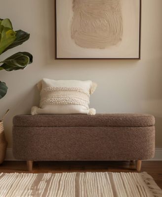 Bailey 48"W Boucl&eacute; Flip Top Storage Bench