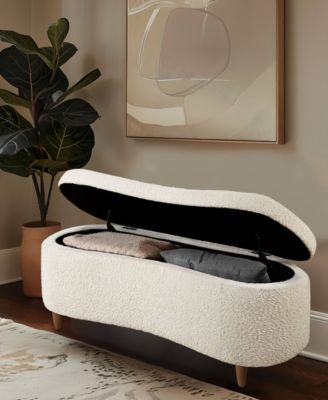 Bailey 48"W Boucl&eacute; Flip Top Storage Bench