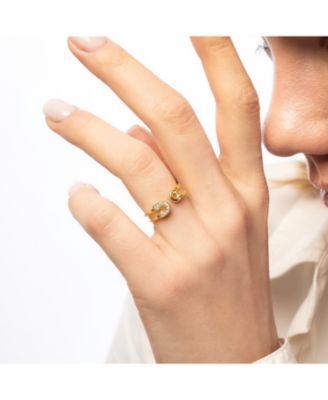 Sterling Silver Pave Jewelled Safety Pin Ring