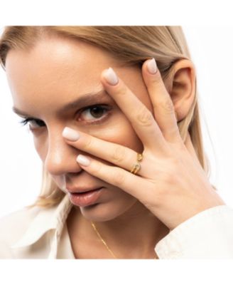 Sterling Silver Pave Jewelled Safety Pin Ring