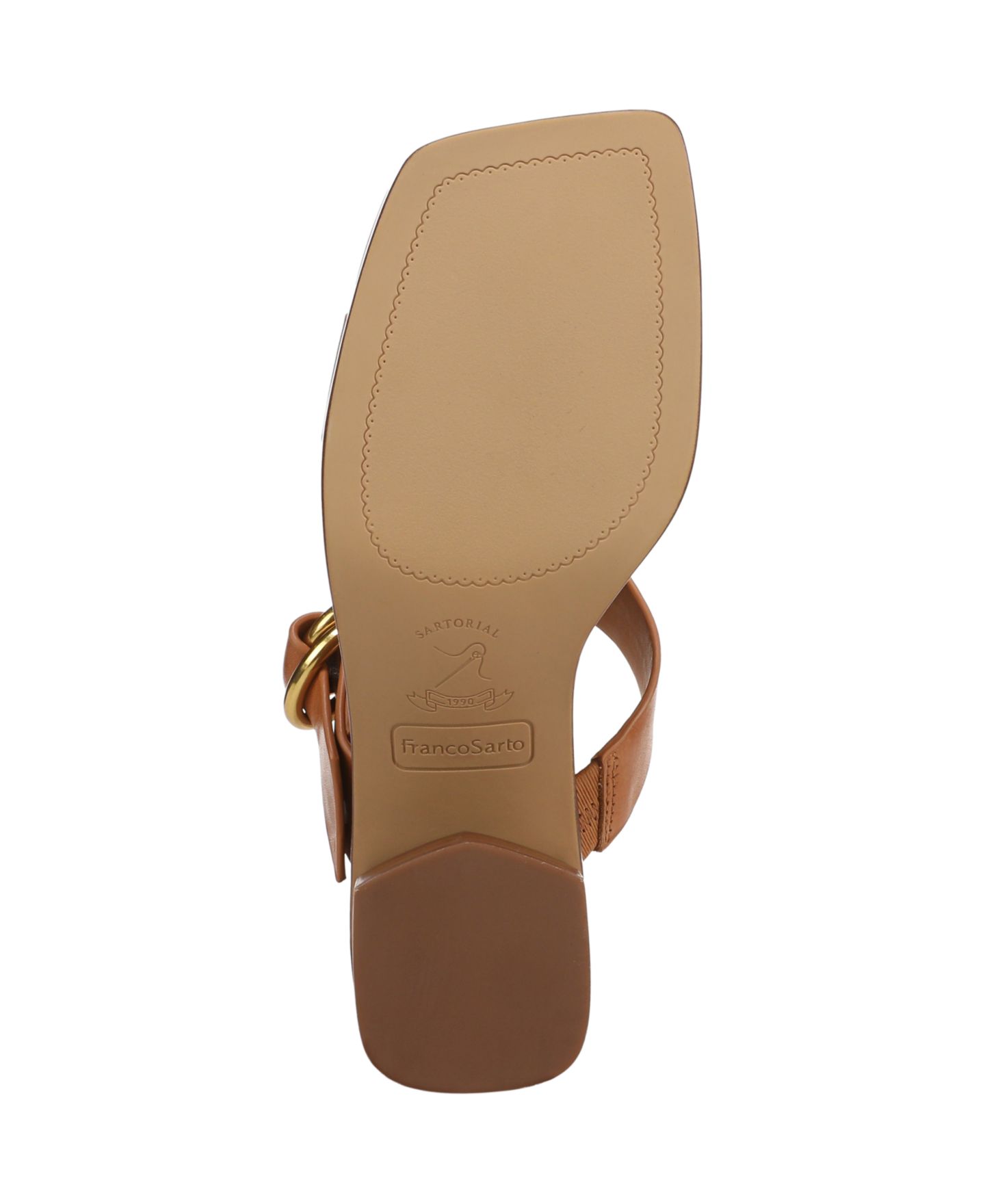 Женские сандалии Franco Sarto Roux Square Toe Slide, цвет: Карамельный коричневый кожаный — фото 5