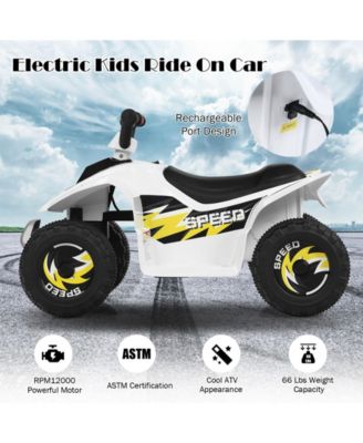 6V Kids Electric ATV 4 Wheels Ride-On Toy-White