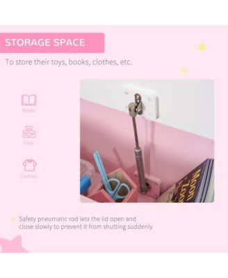 2-in-1 Wooden Toy Box Kids Seat Bench Storage Chest w/ Pneumatic Rod