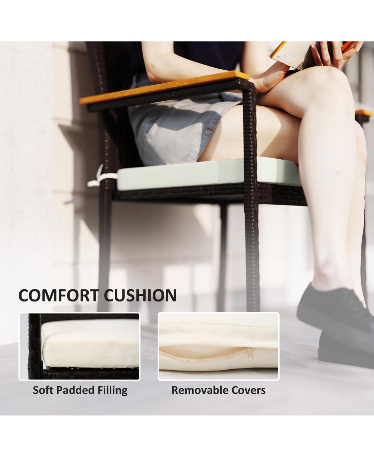 Outsunny 2 Pcs Wicker Dining Chair, Outdoor Dining Chairs w