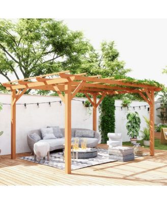 10' x 13' Outdoor Pergola, Wood Gazebo Grape Trellis,