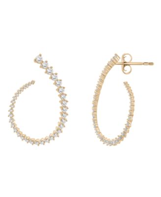 Diamond Spiral Open Hoops Earrings (1-1/2 ct. t.w.) in 14k White Gold or 14k Yellow Gold