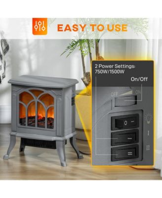 Living Room Electric Fireplace Stove Heater, 750W/1500W,