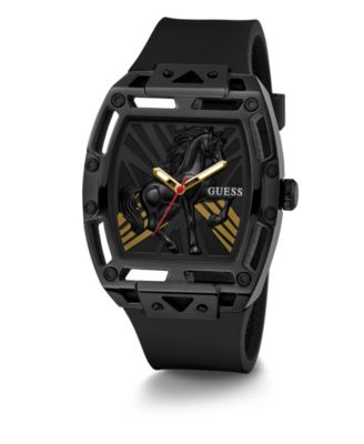 Men's Black Silicone Analog Watch, 44mm