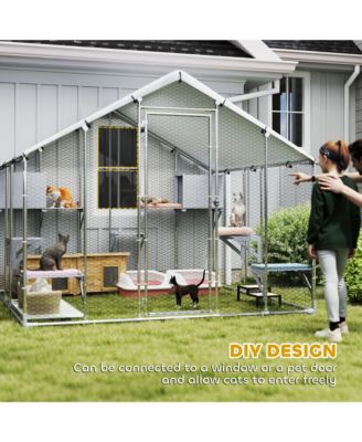 94.5" Extra Large Catio, Outdoor Cat Enclosure with Waterproof Cover