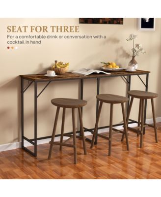 70" Bar Table with Charging Station, Bar Height Pub Table,