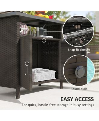 Wicker Storage Cabinet, Outdoor Buffet Cabinet, Dark