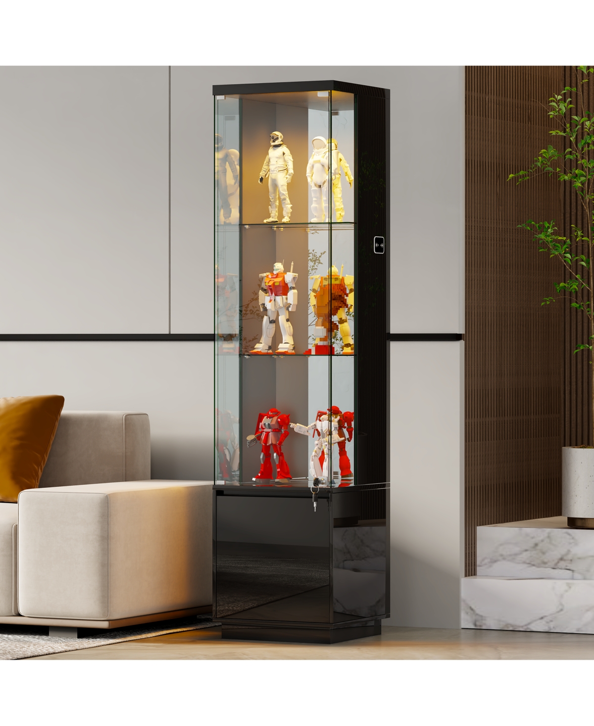 Vlsrka Wine Bar Storage Cabinet with Led Lights
