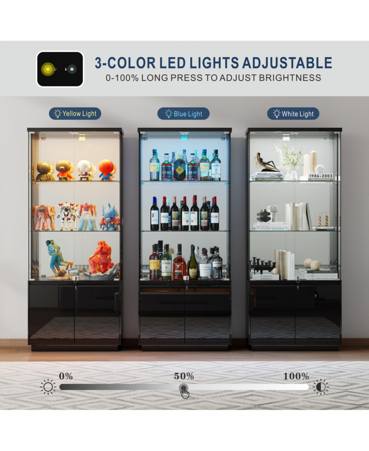 Vlsrka Wine Bar Storage Cabinet with Led Lights