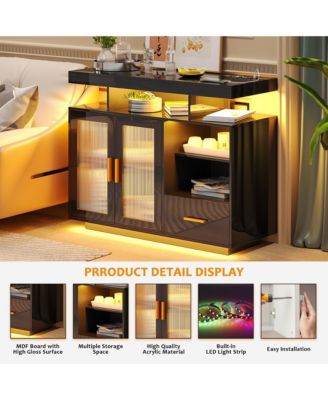 39.4" Modern Sideboard Buffet Cabinet with Charging Port