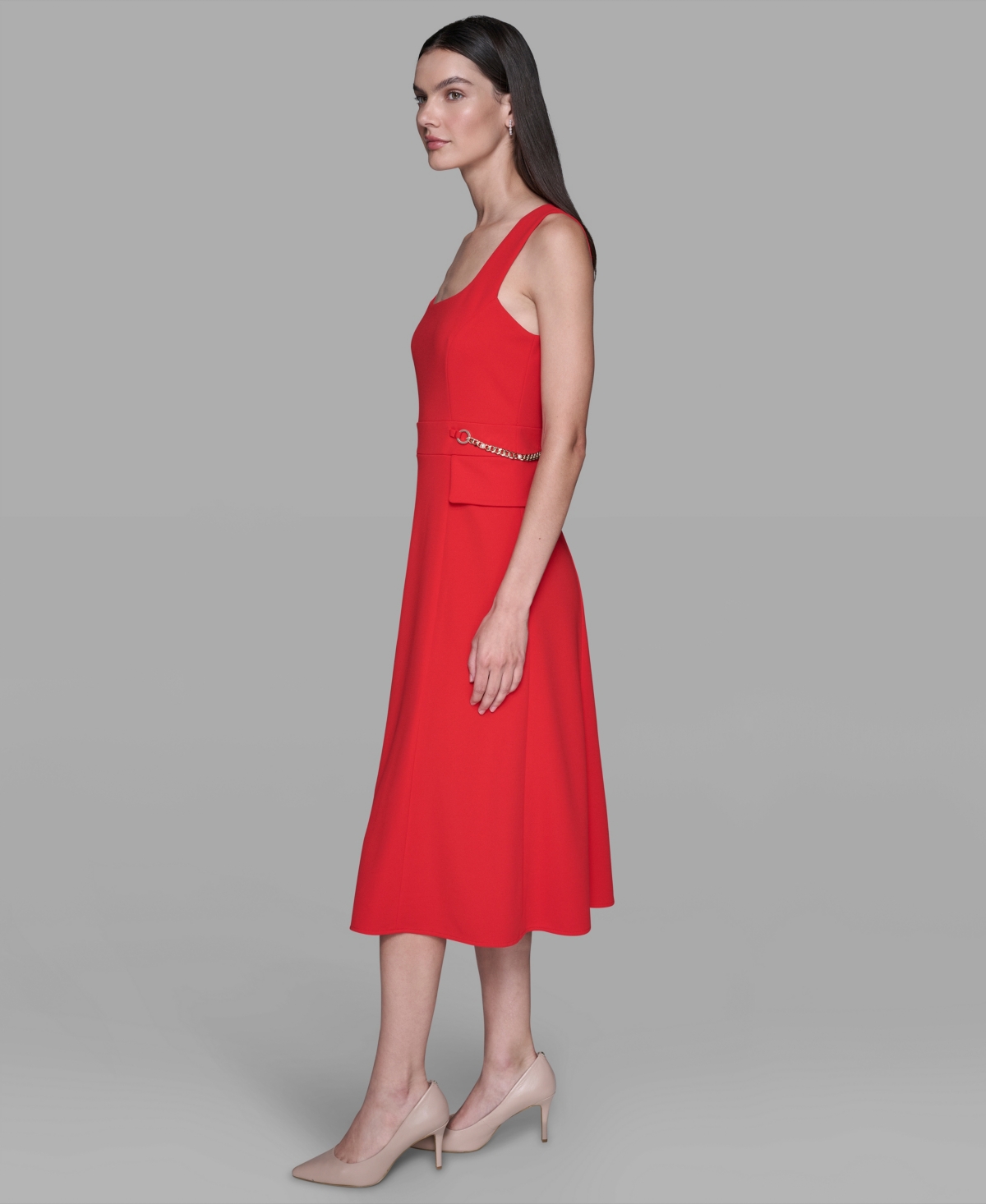 Karl Lagerfeld Women's Sleeveless Midi Dress In Red