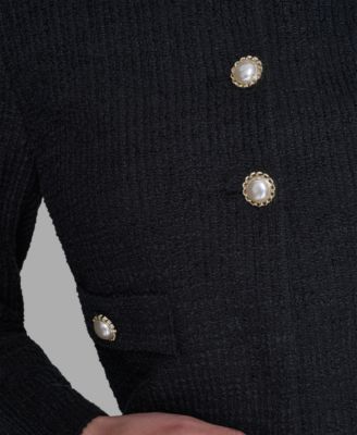 Women's Long-Sleeve Knit Dress with Tweed Jacket