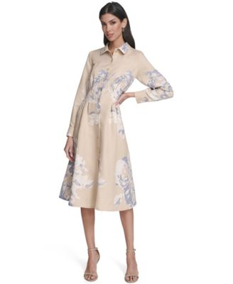 Calvin Klein - Women's Printed Collar Shirt Dress
