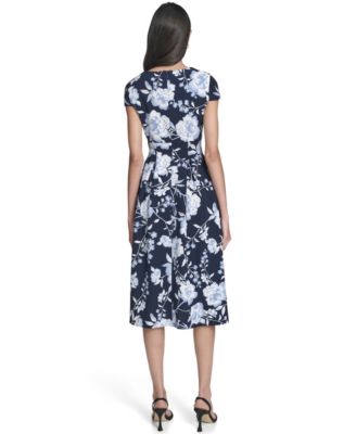 Women's Floral Print Square Neck Dress