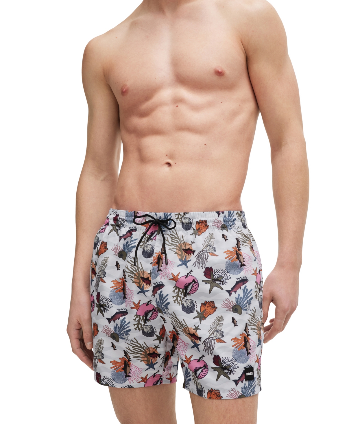 Hugo Boss Boss By  Men's Printed Quick-drying Swim Shorts In Multi