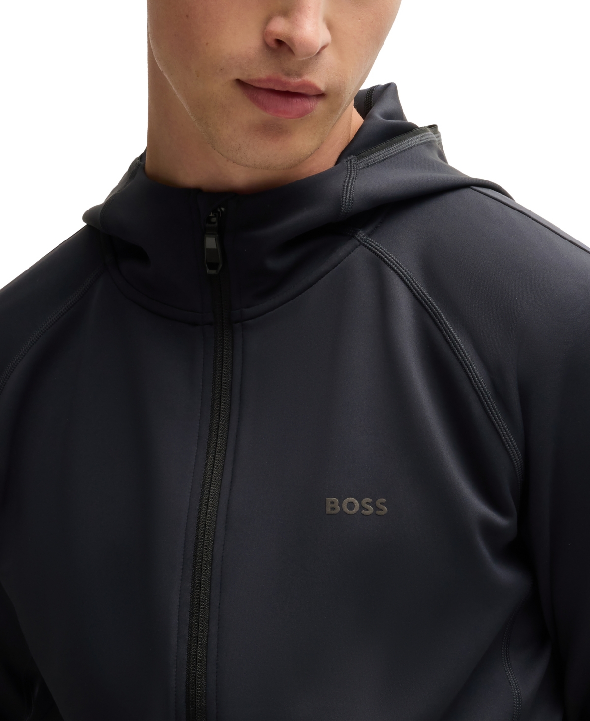 Boss by Hugo Men's Reflective Branding Zip-Up Hoodie