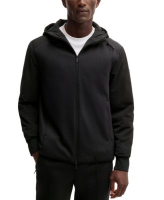 Hugo Boss - Men's Mixed Material Hooded Regular-Fit Jacket
