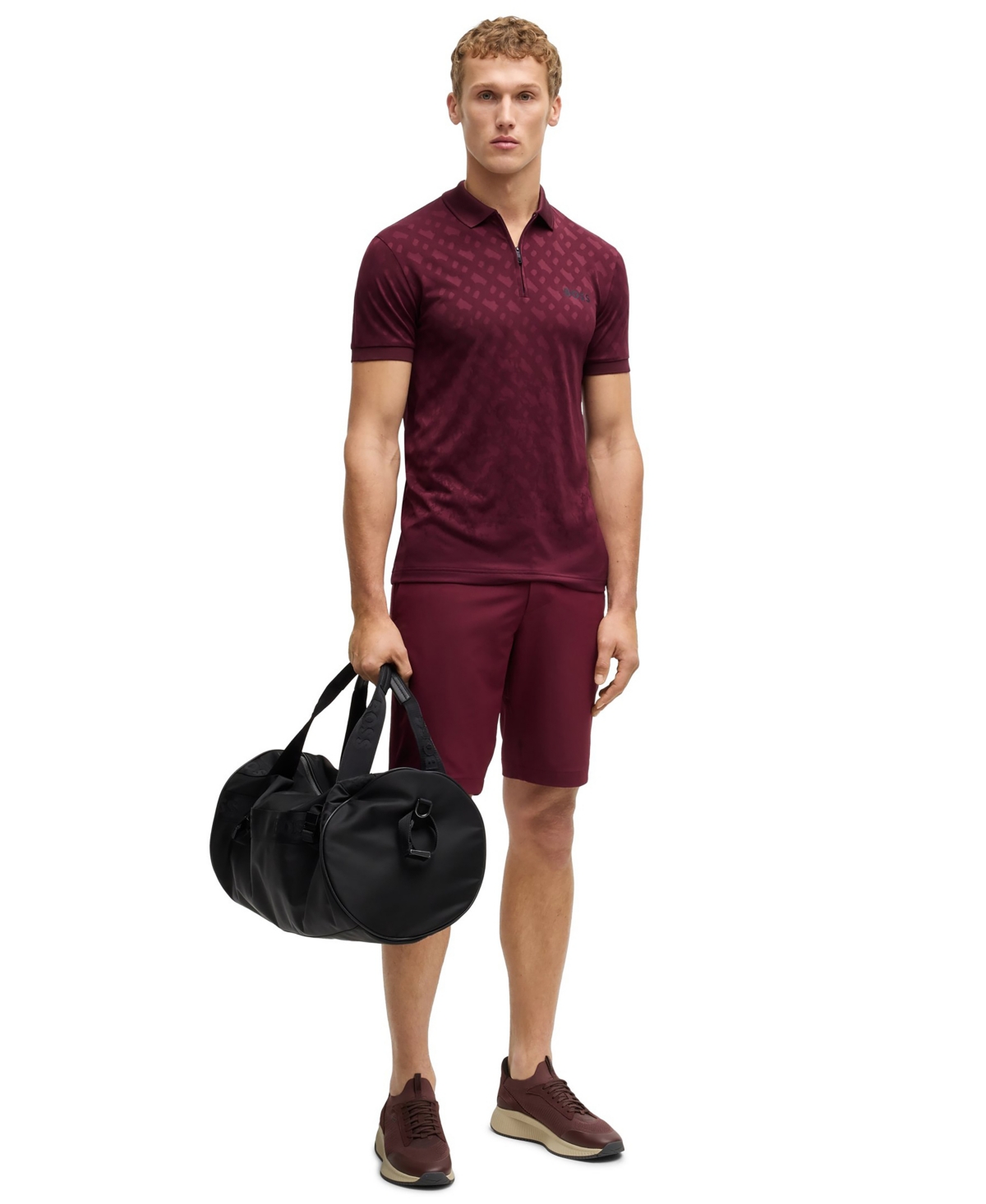 Boss by Hugo Men's Monogram Jacquard Quick-Dry Polo Shirt