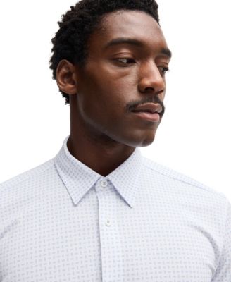 Men's Printed Cotton Blend Slim-Fit Dress Shirt